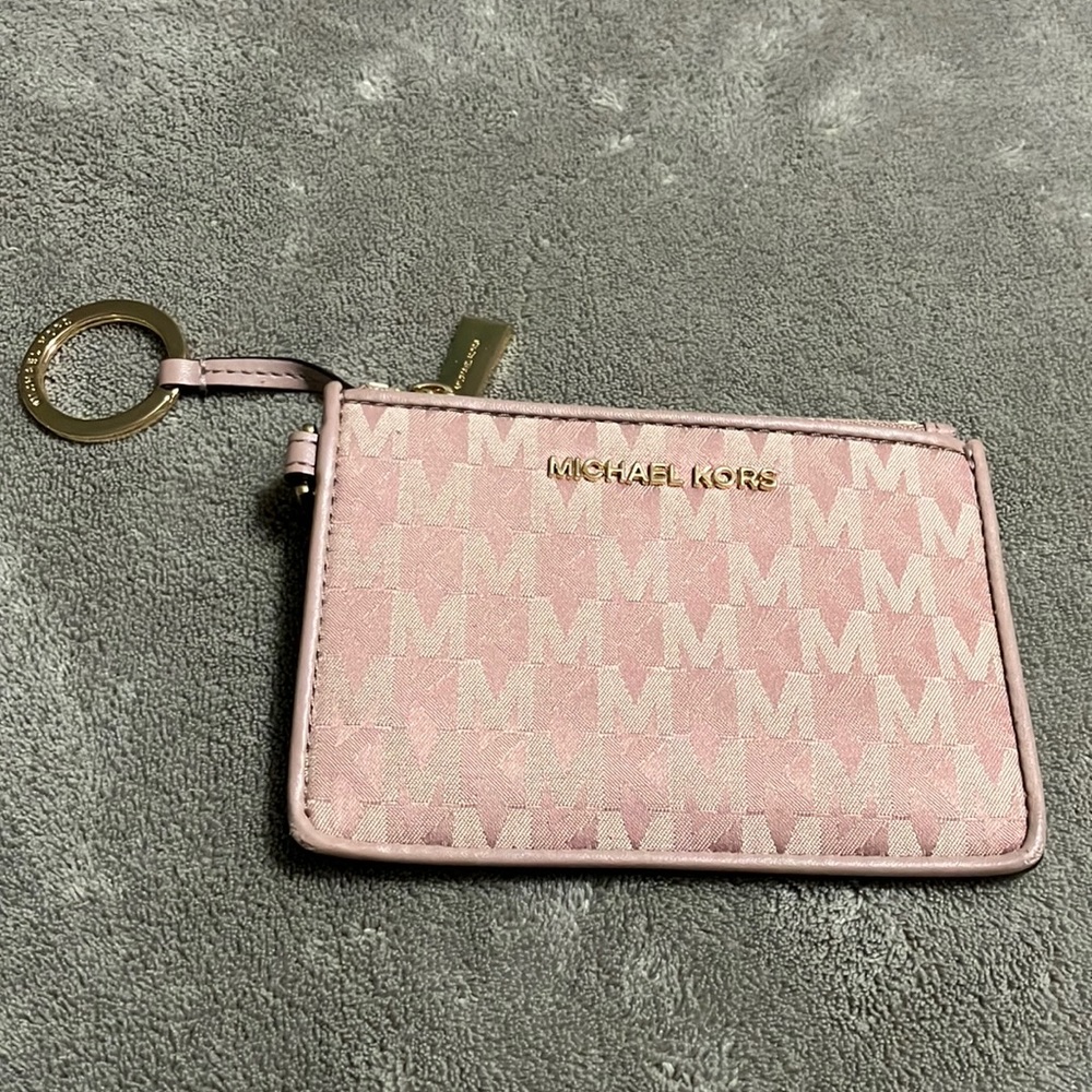 Micheal Kors NWOT Small Jet Set Travel Top Zip Coin Pouch , ID & Card Holder